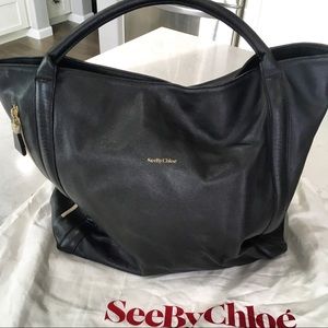See By Chloe black leather tote bag